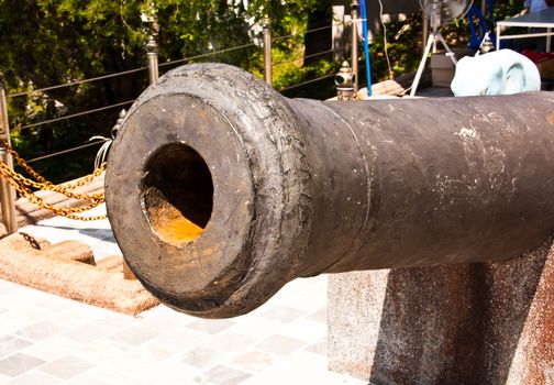 Antique guns on display in the South of Thailand.