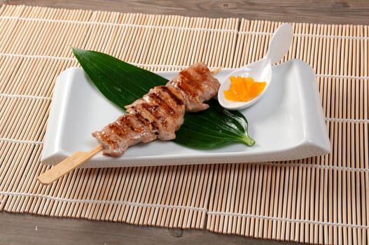 Japanese skewered chicken,Yakitori  .closeup