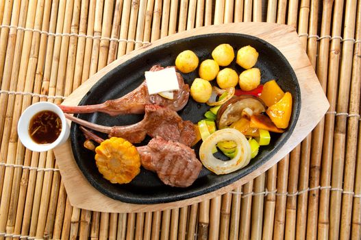 Japanese cuisine .Japanese spare ribs on a plate 