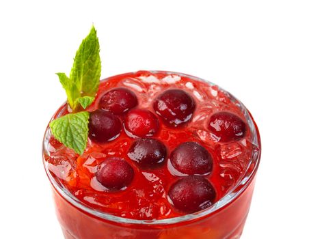 cranberry cocktail  closeup isolated on white background.