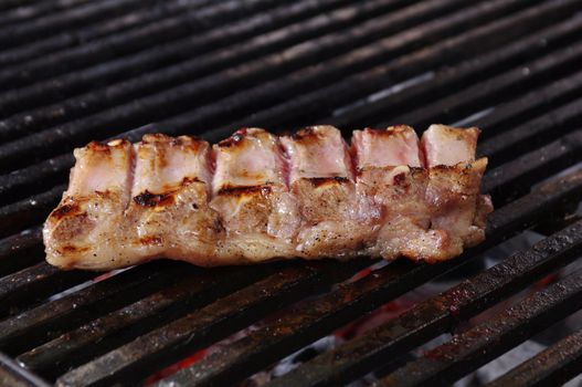 cooking meat  barbecue.meat lamb on rib