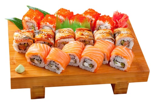 Japanese sushi  traditional japanese food.Roll made of Smoked fish