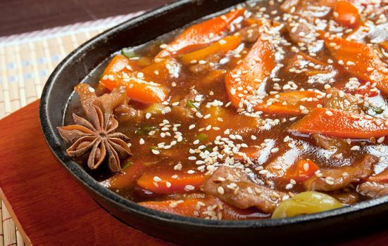 chinese cuisine .beef with vegetable