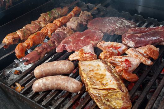 prepared on the barbecue grill.  Shallow depth-of-field.