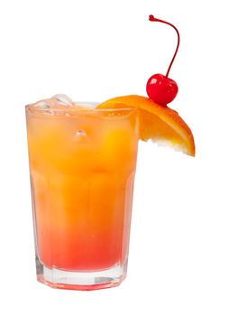 orange cocktail  closeup isolated on white background.