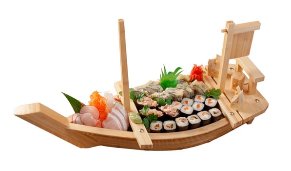 Assorted sushi Japanese food on the ship   traditional japanese food.