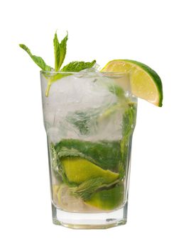 cocktail  closeup isolated on white Mojito 