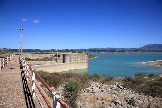 hydroelectric dam and a lake at peloponnese