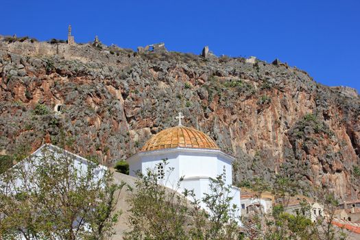 top of a church at monemvasia greece