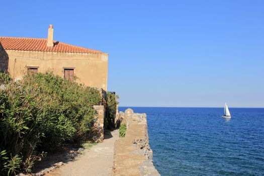 traditional houses with nice view at monemvasia