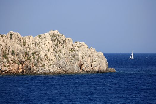 small sailing boat in a greek island