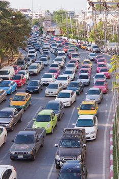 BANGKOK - DEC 23: Daily traffic jam in the afternoon on dec 23, 2012 in Bangkok, Thailand. Traffic jams remains constant problem in Bangkok despite rapid development of public transportation system.
