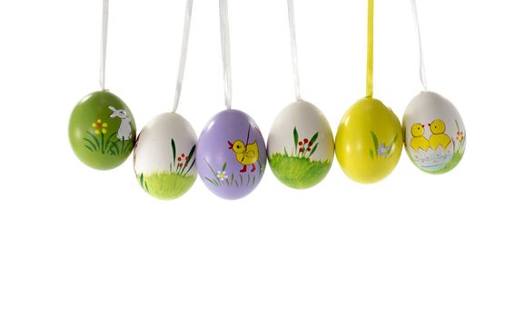 easter eggs with painted bunny and ducks