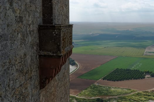 Small balcony on tower of Almodovar Del Rio medieval castle in Spain