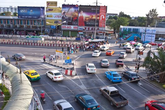 BANGKOK - DEC 23: Daily traffic jam in the afternoon on dec 23, 2012 in Bangkok, Thailand. Traffic jams remains constant problem in Bangkok despite rapid development of public transportation system.