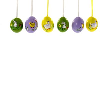 banner of easter eggs isolated on white