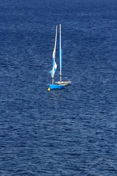 sail boat left in the sea of zante island