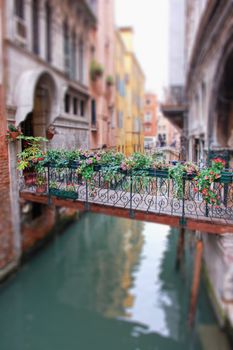 Romantic Bridge in Venice with Vignette Blur