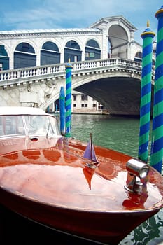 Motorboat and Rialto Bridge, Venice