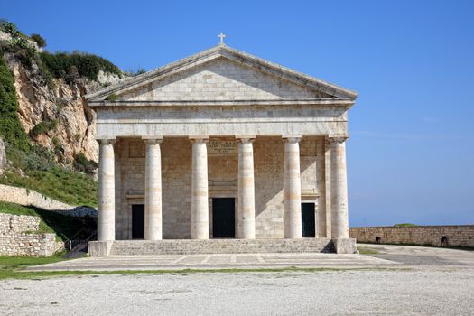 beautiful ancient greek temple in corfu,greece