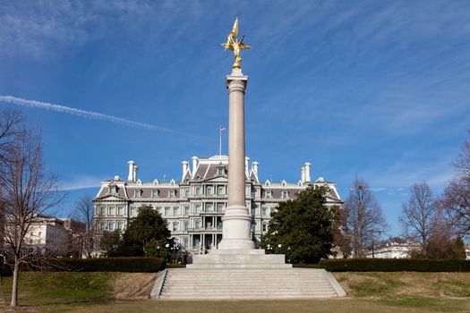 First Divison Monument and Eisenhower Executive Office Building Washington DC in Winter