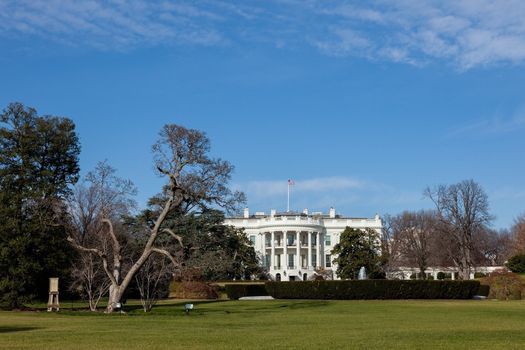The White House in Washington DC on Sunny Winter Day with Copy Space