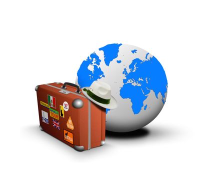 Suitcase and globe