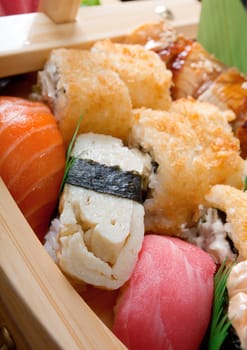 set of japanese sushi. traditional japanese food