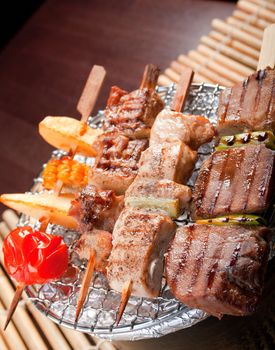 Japanese skewered meat .Japanese Cuisine - Kebab