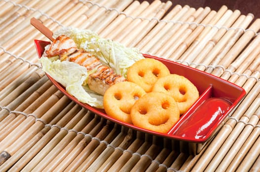 chinese cuisine .Japanese  baby skewered chicken,Yakitori