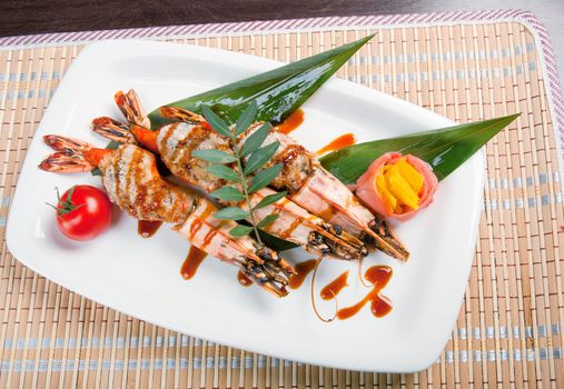 Royal tiger shrimps.Chinese style 