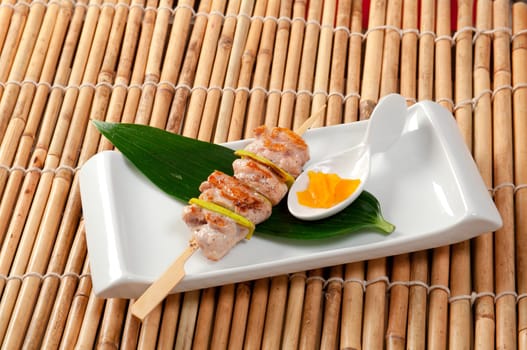 Japanese skewered chicken,Yakitori  .closeup
