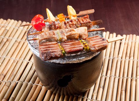 Japanese skewered meat .Japanese Cuisine - Kebab