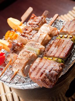 Japanese skewered meat .Japanese Cuisine - Kebab