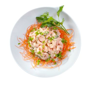 chinese cuisine .salad of shrimp, mixed greens 