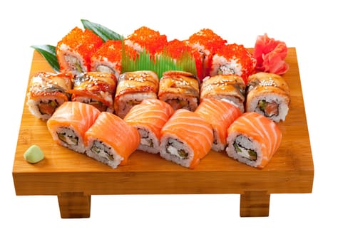 Japanese sushi  traditional japanese food.Roll made of Smoked fish