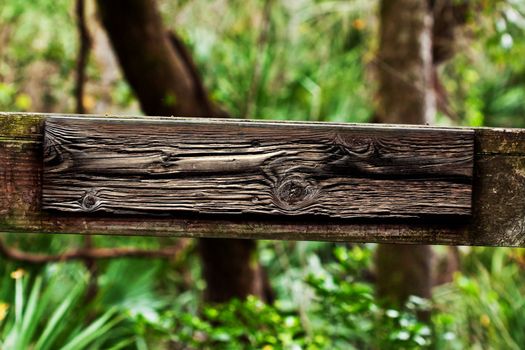 Close up of a sign of wood in the park 