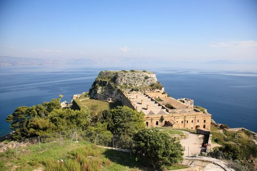 sea view from an old fort in corfu greece