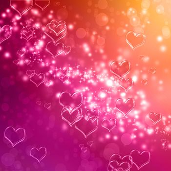 Clear shiny hearts background (pink and orange)