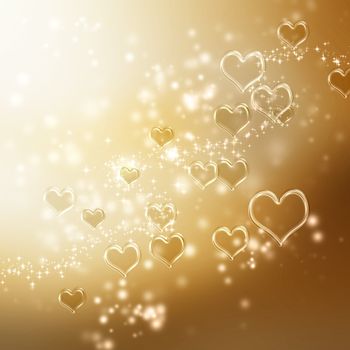 Clear shiny hearts background (gold)