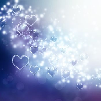 Clear shiny hearts background (purple and blue)