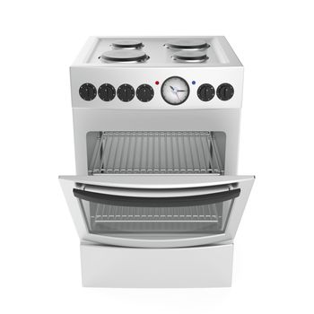 Inox electric cooker on white background