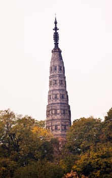 Ancient Baochu Pagoda West Lake Hangzhou Zhejiang China .  Pagoda was constructed in 963AD