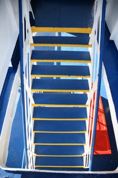 close up of stairs on a ship