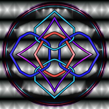 Celtic knot at dark background with rings