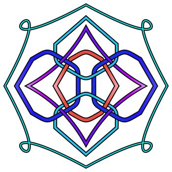 Celtic knot at white background with multiple colors