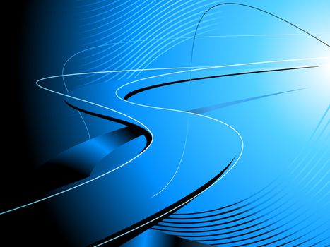 Abstract road based on blue and black colors with smooth lines