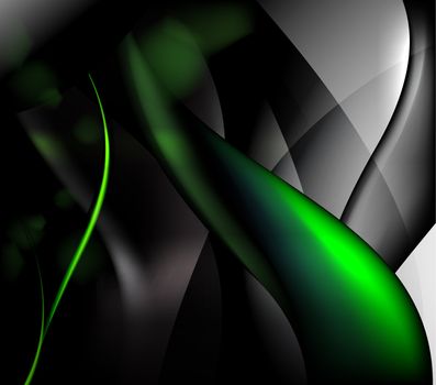 Abstract Composition with black background and green lines