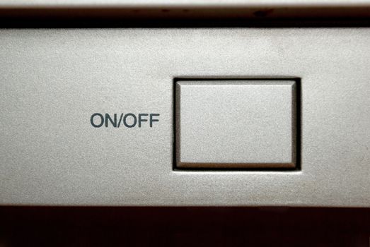 Square Silver On Off Switch Button Closeup