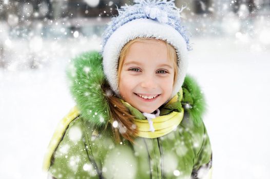 Smiling Happy little girl in winter vacation